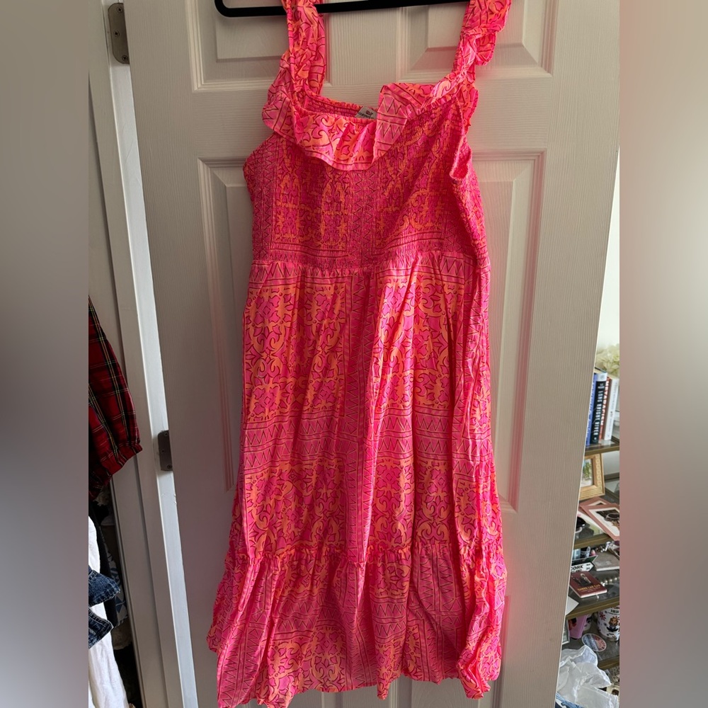 Vineyard Vines Vibrant Pink Patterned Dress